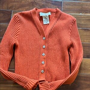 Claudie Pierlot Vintage Orange Ribbed Cardigan